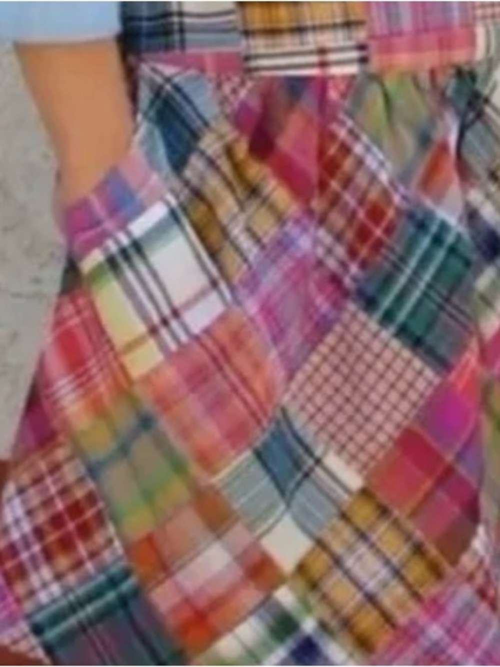 Y2K VTG CAbi Patchwork Skirt, Madris Pink Plaid Patch Mini Skirt pockets size 2 - Picture 5 of 12